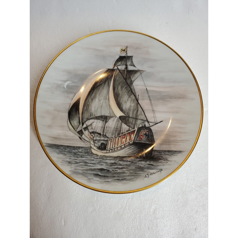 Gloria Fine Porcelain Bayreuth Famous Ships Santa‎ Maria By A.J. Heritage Plate